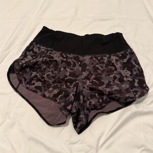 Athleta Black and Gray Camouflage Athletic Shorts